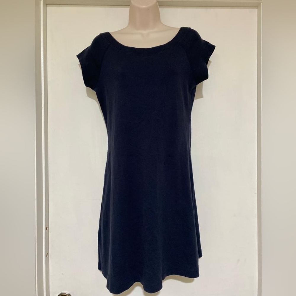 Philosophy Casual Dark Blue Short Sleeve Boatneck Cotton Mini Dress Medium M